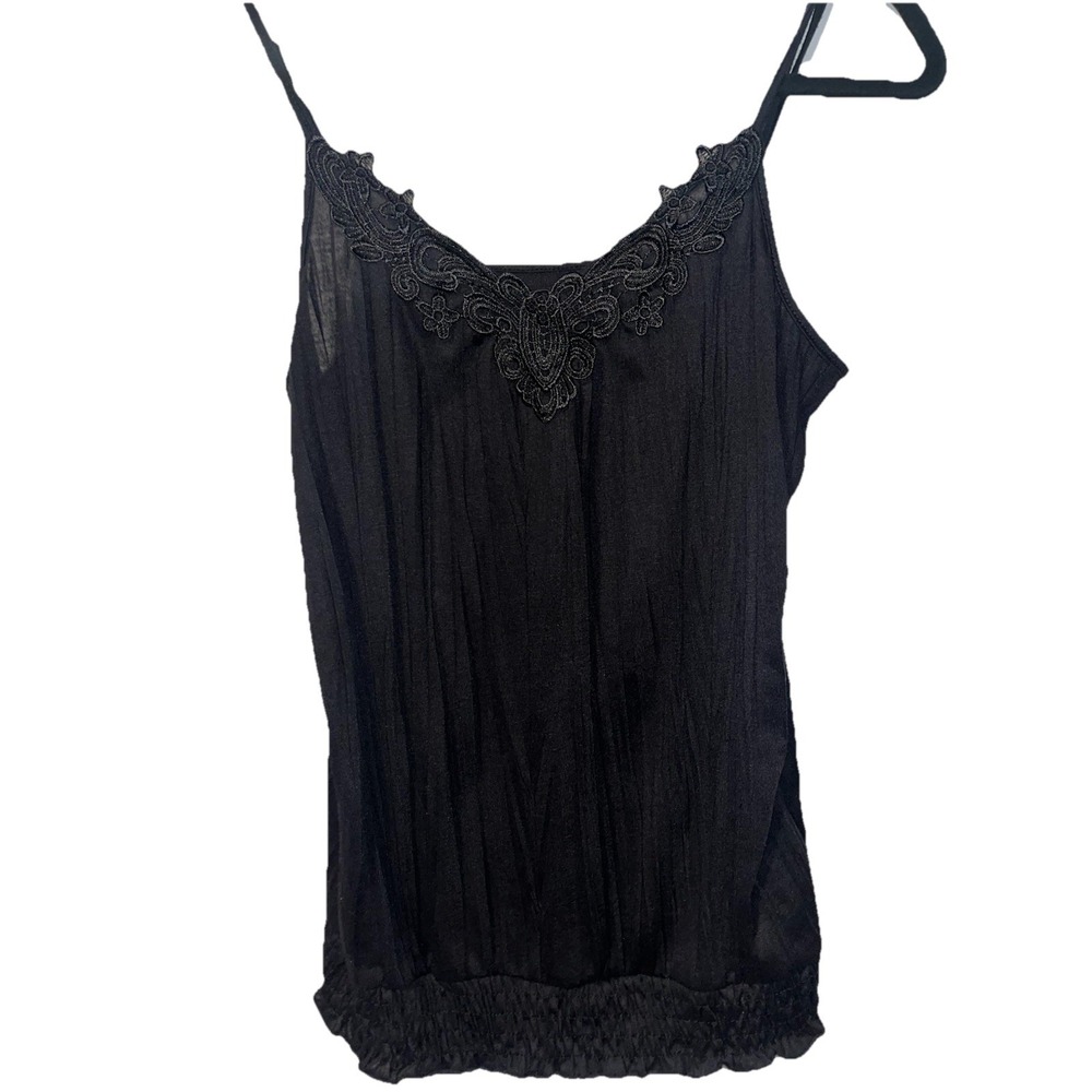 Y2K Bongo Women's Medium Black Sleeveless Stappy Tank Top Elastic Waist